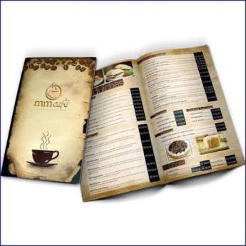 Comprar o produto de Cardápio 4 e 8 páginas com dobra - 250 gramatura - Papel Reciclato em Cardápios pela empresa Public Gráfica e Brindes em Ribeirão Preto, SP por Solutudo