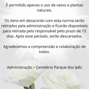 Comprar o produto de Proibida a colocação de flores artificiais  em Cemitérios em Jundiaí, SP por Solutudo