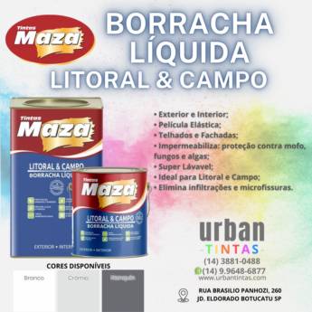 Comprar o produto de BORRACHA LÍQUIDA - ACRÍLICO LITORAL E CAMPO  em Tintas e Impermeabilizantes em Botucatu, SP por Solutudo