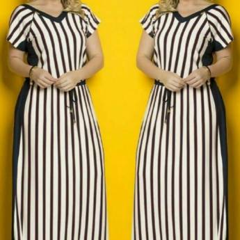 Comprar o produto de Vestido de Malha Listras (Disponível no Tamanho: 48/50) em Roupas e Acessórios em Bauru, SP por Solutudo