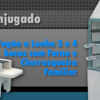 Comprar o produto de CONJUNTO 3 E 1 LISO - CHURRASQUEIRA 0,63 CM, FORNO E FOGÃO 3 BOCAS  em Churrasqueiras de Fogão em Jaboticabal, SP por Solutudo