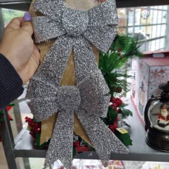 Comprar o produto de Kit de laços prata 14x17cm  em Artigos de Natal em Mineiros, GO por Solutudo