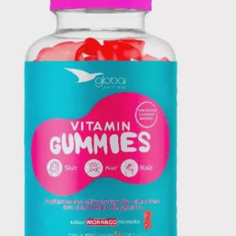 Comprar o produto de Gummies global 60 gomas sabor morango em Produtos de Cabelo pela empresa Farmalu - Farmácia de Manipulação em Atibaia, SP por Solutudo