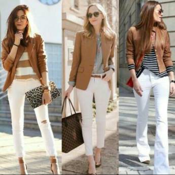 Comprar o produto de Blazer nude com calça branca, combinação perfeita!!! em Roupas e Acessórios em Bauru, SP por Solutudo