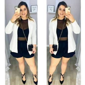 Comprar o produto de Blazer Branco Alongado (Semelhante a esse Disponível no Tamanho: 44). em Roupas e Acessórios em Bauru, SP por Solutudo
