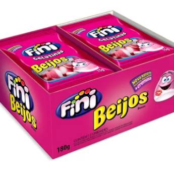 Comprar o produto de Mini Beijos de Morango - com 12 pacotes de 15g cada em Doces em Jundiaí, SP por Solutudo