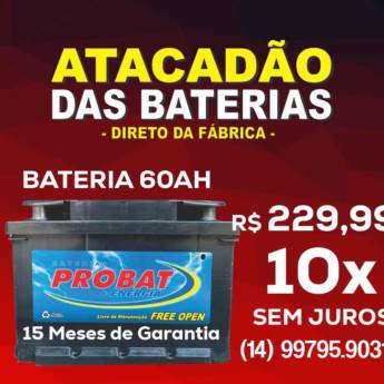 Comprar o produto de Probat 60ah 15 meses de garantia direto da fábrica com entrega e instalação  em Baterias em Botucatu, SP por Solutudo