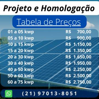 Comprar o produto de Projeto e Homologação em Energia Solar em Nova Iguaçu, RJ por Solutudo
