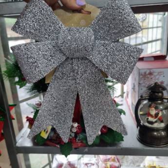 Comprar o produto de Laço prata grande 20x24cm  em Artigos de Natal em Mineiros, GO por Solutudo