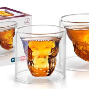 Comprar o produto de Copo Caveira Vidro Duplo 150ml em Copos em São José do Rio Preto, SP por Solutudo