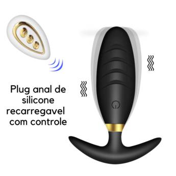 Comprar o produto de Vibrador anal plug massageador de próstata com controle remoto sem fio  em Plugs Anais em Bauru, SP por Solutudo
