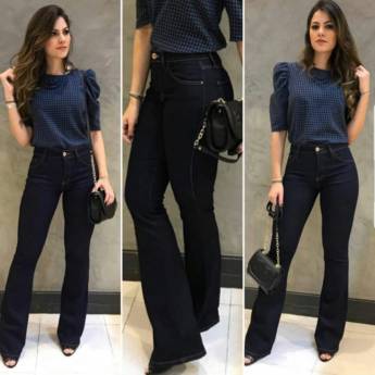 Comprar o produto de Calça Flare Escura (Semelhante Disponível no Tamanho: 44) em Calças Jeans em Bauru, SP por Solutudo