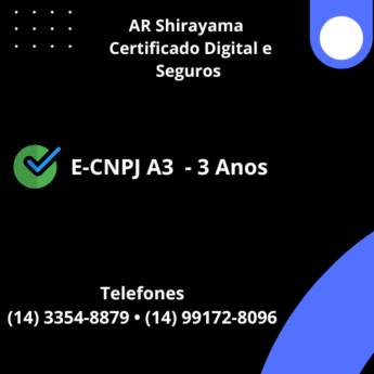 Comprar o produto de E-CNPJ A3  - 3 Anos em Certificação Digital em Botucatu, SP por Solutudo