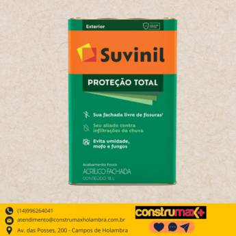 Comprar o produto de Tinta acrílico fachada 18 L - PROTEÇÃO TOTAL em Tintas e Impermeabilizantes pela empresa Construmax Materiais para Construção em Riviera de Santa Cristina XIII, SP por Solutudo