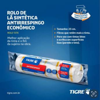 Comprar o produto de Rolo de Lã Sintética Antirrespingos Econômico - Tigre (23 cm) em Materiais para Construção pela empresa Construmax Materiais para Construção em Riviera de Santa Cristina XIII, SP por Solutudo
