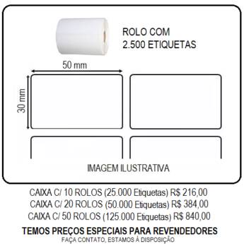 Comprar o produto de ETIQUETA ADESIVA 50x30 mm - 1 ROLO em Indústria Gráfica e Impressão em Aracaju, SE por Solutudo