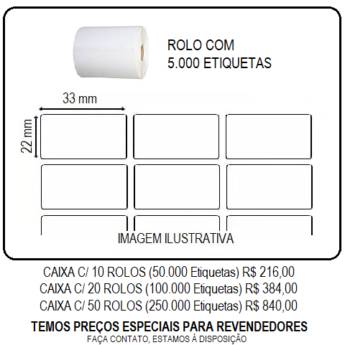 Comprar o produto de ETIQUETA ADESIVA 33x22 mm - 1 ROLO em Indústria Gráfica e Impressão em Aracaju, SE por Solutudo