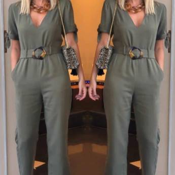 Comprar o produto de Macacão Pantacourt de Viscose (Semelhante a esse Disponível na Cor Preta e Tamanho: 44) em Outros Macacões em Bauru, SP por Solutudo