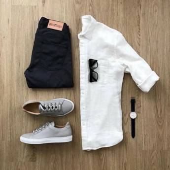 Comprar o produto de Calça Black Masculina de Sarja (Semelhante a da Foto Disponível no Tamanho: 46 e 48) Camisa Masculina de Algodão (Semelhante a da Foto Disponível no Tamanho: G e GG) em Roupas e Acessórios em Bauru, SP por Solutudo