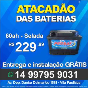 Comprar o produto de Bateria Probat 60ah, livre de manutenção com 12 meses de garantia em Baterias em Botucatu, SP por Solutudo