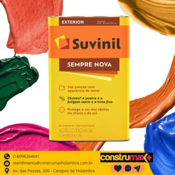 Comprar o produto de TINTA ACRÍLICO FACHADA 18L SEMPRE NOVA em Tintas e Impermeabilizantes pela empresa Construmax Materiais para Construção em Riviera de Santa Cristina XIII, SP por Solutudo
