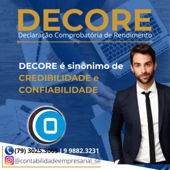 Comprar o produto de DECORE (Declaração Comprobatória de Percepção de Rendimentos) em Contabilidade pela empresa Ordones Contabilidade em Aracaju, SE por Solutudo