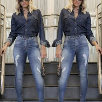 Comprar o produto de Camisa Jeans (Semelhante a Essa Disponível no Tamanho: 48/50 - A nossa só é Fechada c/ manga 3/4). em Outras em Bauru, SP por Solutudo