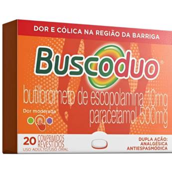 Comprar o produto de BUSCODUO PARACETAMOL 500MG + BUTILBROMETO DE ESCOPOLAMINA 10MG 20 COMPRIMIDOS em Medicamentos em São José do Rio Preto, SP por Solutudo