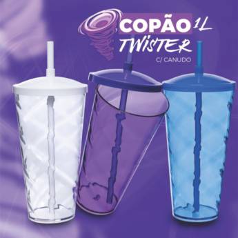 Comprar o produto de Copão Twister 1 litro c/ canudo em Copos em São José do Rio Preto, SP por Solutudo