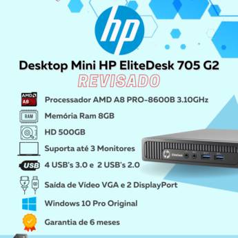 Comprar o produto de Venda de Desktop Mini HP EliteDesk 705 G2 em Informática em Santo André, SP por Solutudo