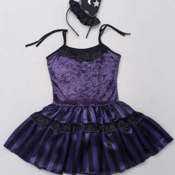 Comprar o produto de 2882 - Vestido bruxinha com listras infantil (tamanhos 8,10, 12 e 16) em Fantasia Infantil Feminina em Tietê, SP por Solutudo