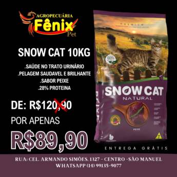 Comprar o produto de Nutrição Completa com Snow Cat Sabores do Mar 10kg em São Manuel em Produtos Agropecuários pela empresa Agropecuária Fenix Pet em São Manuel, SP por Solutudo