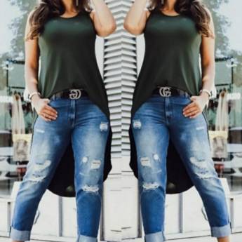 Comprar o produto de Calça Jeans Boyfriend Destroyed (Semelhante a Essa Disponível no Tamanho: 42/44). em Roupas e Acessórios em Bauru, SP por Solutudo