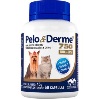 Comprar o produto de Suplemento Vetnil Pelo & Derme DHA + EPA 750 - 60 comprimidos em Farmácias Veterinárias em Botucatu, SP por Solutudo
