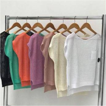 Comprar o produto de Blusa Lurex Furadinha com Bolso em Feminino em São Paulo, SP por Solutudo