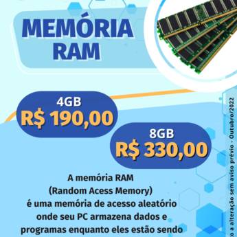 Comprar o produto de Memória RAM em Informática em Santo André, SP por Solutudo