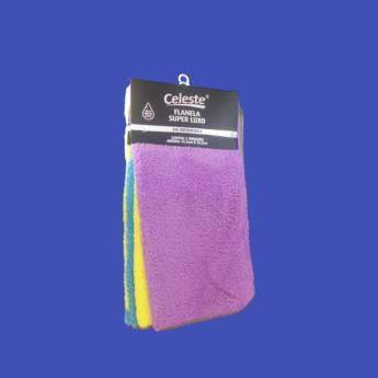 Comprar o produto de Flanela super luxo em microfibra contem 3unidades medida 35,0 cm celeste 35,0 cm  em Produtos de Limpeza em Jundiaí, SP por Solutudo