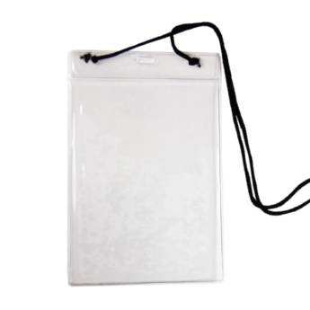 Comprar o produto de Crachá em PVC Cristal, vertical para eventos medida 110x150x0,20 mm (com cordão colocado) - WSG Brasil em Identidade Visual para Eventos em São Paulo, SP por Solutudo