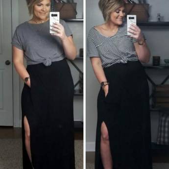 Comprar o produto de Saia de Linho com Fendas ( Semelhante a essa Disponível na Cor Coral e Tamanho 42/44) em Saias em Bauru, SP por Solutudo