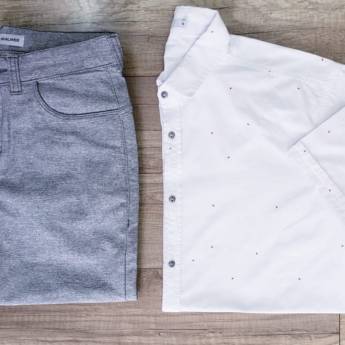 Comprar o produto de Calça Masculina de Algodão c/ Elastano (Disponível no Tamanho: 38/40 e 46/48) / Camisa Masculina de Algodão Manga Curta ( GG e XGG) em Moda Masculina em Bauru, SP por Solutudo