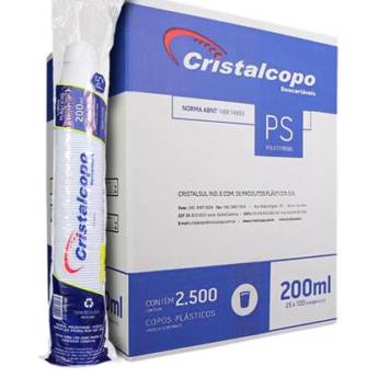 Comprar o produto de Caixa Copo Descartável Cristalcopo Transparente 200ml C/2500 em Descartáveis para Festa em Jundiaí, SP por Solutudo