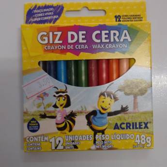 Comprar o produto de Giz de Cera com 12 cores Acrilex em Gizes de Cera em Jundiaí, SP por Solutudo