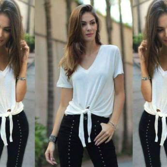 Comprar o produto de T-Shirt de Malha Nozinho (Disponível na Cor Preta e Tamanho: 42/44) em Feminino em Bauru, SP por Solutudo