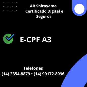 Comprar o produto de E-CPF A3 - 3 Anos em Token em Certificação Digital em Botucatu, SP por Solutudo