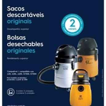 Comprar o produto de SACO DESCARTÁVEL C/ 3 UNIDADES PARA ASPIRADOR ELECTROLUX CÓD: 70035080 em Aspiradores e Acessórios em Foz do Iguaçu, PR por Solutudo