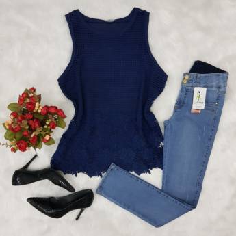 Comprar o produto de Blusa rendada na frente em Blusas em Bauru, SP por Solutudo