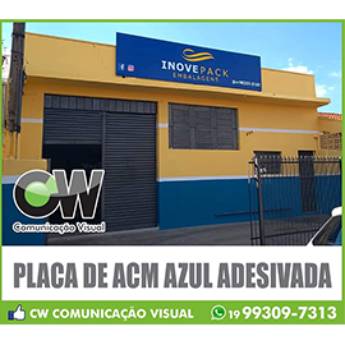 Comprar produto PLACA DE ACM AZUL ADESIVADA  em Comunicação Visual pela empresa CW Comunicação Visual em Americana, SP