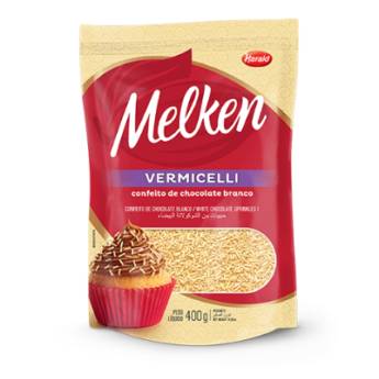 Comprar o produto de Granulado Vermicelli de Chocolate Branco Melken 400 g em Confeitaria em Jundiaí, SP por Solutudo