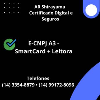 Comprar o produto de E-CNPJ A3 - 3 Anos em SmartCard + Leitora em Certificação Digital em Botucatu, SP por Solutudo