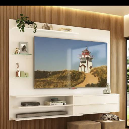 Painel de tv de parede cor branco